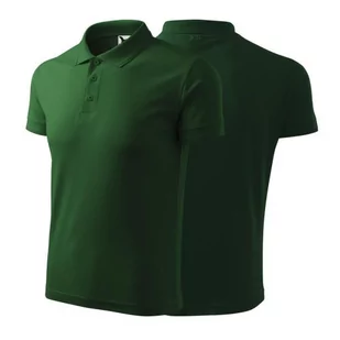 Koszulka zieleń butelkowa polo z logo na sercu męska z nadrukiem logo firmy 200g 203 kolor 06 koszulka polo - Moda i Uroda OUTLET - miniaturka - grafika 1