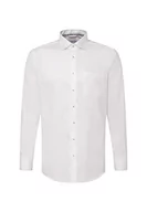 Koszule męskie - Seidensticker Męska koszula biznesowa, bez prasowania, o prostym kroju, krój regular fit, długi rękaw, kołnierz Kent, 100% bawełna, biały, 47 - miniaturka - grafika 1