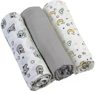 Pieluchy - Babyono Pieluszki Muślinowe Super Miękkie Bawełniane Szare 3 szt. - miniaturka - grafika 1
