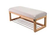 Ławki do przedpokoju - Ławka na buty LPG-4 110cm EMRAWOOD drewno lite kolor naturalny siedzisko gładkie kolor srebrny - miniaturka - grafika 1