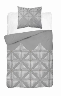 Pościel satynowa 140x200 Szara z geometrycznym wzorem – nowoczesna klasyka, 100% bawełna - Home Satin - Pościel - miniaturka - grafika 1