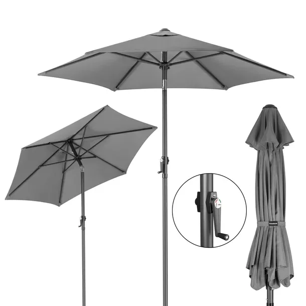 Składany parasol ogrodowy balkonowy regulowany 200 cm grafitowy 50UV Bauer