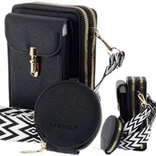 Torebki damskie - WYJŚCIOWA TOREBKA DAMSKA NA RAMIĘ KOPERTÓWKA CZARNA WIECZOROWA PORTFELIK - miniaturka - grafika 1