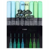 Kredki, ołówki, pastele i pisaki - METALICZNE PISAKI 8 szt PĘDZELKOWE FLAMASTRY 69 - miniaturka - grafika 1