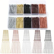 Ozdoby do włosów - TEMU Zestaw 400 spinek do włosów, 2 cale (ok. 5,8 cm) Damskie i dziecięce spinki do włosów w kształcie litery U, 5 kolorów: brązowy, blond, czarny, - miniaturka - grafika 1