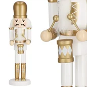 Ozdoby bożonarodzeniowe - Dziadek do orzechów 30,5 cm z bębenkiem drewniany żołnierzyk złoty, figurka świąteczna - miniaturka - grafika 1