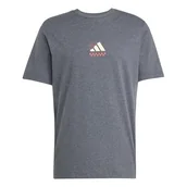 Koszulki męskie - adidas Mężczyźni Three Slice Life, Pizza Back Graphic Tee, Short Sleeve, dark grey heather, S - miniaturka - grafika 1
