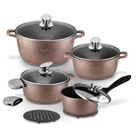 Zestawy garnków i patelni - Zestaw 3 Garnki Na Indukcję + Rondel + Pokrywki Komplet Konighoffer - miniaturka - grafika 1