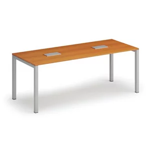Stół SQUARE 2000 x 800 x 750, czereśnia + 2x port blatowy TYP I, srebrny - Stoły i stoliki do biura - miniaturka - grafika 1
