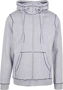 Urban Classics Męska bluza z kapturem Organic Contrast Flatlock Stitched Zip Hoody z kapturem, szary/ciemnoniebieski, L - Bluzy męskie - miniaturka - grafika 1