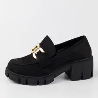 Mokasyny damskie - Czarne zamszowe półbuty damskie, mokasyny na trapery Vinceza 37100 - miniaturka - grafika 1