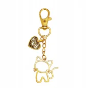 Breloki - Breloczek kot obrys Brelok złota sylwetka kota Karabińczyk do kluczy - miniaturka - grafika 1