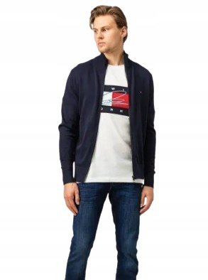 TOMMY HILFIGER SWETER MĘSKI Z KASZMIREM GRANATOWY M 2JSG
