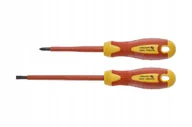 Śrubokręty - GTV Hogert Wkrętaki izolowane 2 sztuki, płaski 5,5x125mm + krzyżakowy PH2 100mm, 1000V, stal S2, HT1S990 HT1S990 - miniaturka - grafika 1