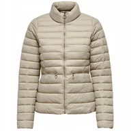 Kurtki damskie - Only Kurtka Damska Pikowana Z Zamkiem Beżowa Do Bioder L K1A - miniaturka - grafika 1