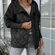 Kurtki damskie - TEMU MS25072960 Damski Jesień Jednokolorowy Elegancki Ciepły Top Modna Pikowana Kurtka Z Kieszeniami Na Zamek Zimowa Trendowa Kurtka Z Batwing - miniaturka - grafika 1