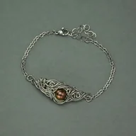 Bransoletki - Bransoletka z brązową perłą, wire wrapping perła - miniaturka - grafika 1