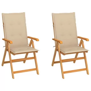 vidaXL Lumarko Krzesła ogrodowe z beżowymi poduszkami, 2 szt., drewno tekowe! 3062379 - Fotele i krzesła ogrodowe - miniaturka - grafika 1