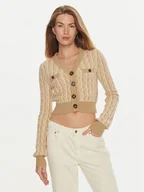 Swetry damskie - Guess Kardigan Tiffany W4BR0F Z3K40 Beżowy Regular Fit - miniaturka - grafika 1