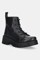 Botki damskie - Fly London workery skórzane METZ788FLY damskie kolor czarny na płaskim obcasie P144788009 - miniaturka - grafika 1