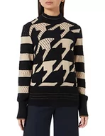 Swetry damskie - Sisley Damski sweter L/S 1142L200Q Sweater, czarny i beżowy 901, XS - miniaturka - grafika 1