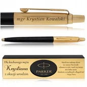 Długopisy - Złoty Długopis Parker Jotter Czarny 24 Karaty + Pudełko Z Dedykacją Grawer - miniaturka - grafika 1