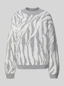 Swetry damskie - Sweter z dzianiny o kroju comfort fit z dodatkiem wełny ze wzorem na całej powierzchni model ‘NOELA’ - miniaturka - grafika 1