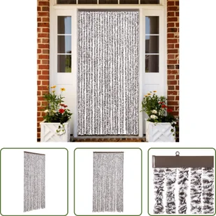 The Living Store Zasłona Muchowa Brązowo-beżowa 100x200 cm Szenilowa - Zasłony - miniaturka - grafika 1