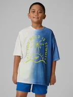 Koszulki dla chłopców - 4F T-shirt loose z nadrukiem chłopięcy - niebieski 134 (8-9 lat) - miniaturka - grafika 1
