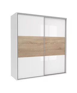 Szafa Tivoli 240X210 B/4Bp/2Ds Biały Połysk / Dąb Sonoma - Szafy - miniaturka - grafika 1