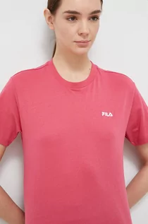 Koszulki sportowe damskie - Fila t-shirt bawełniany kolor różowy - grafika 1
