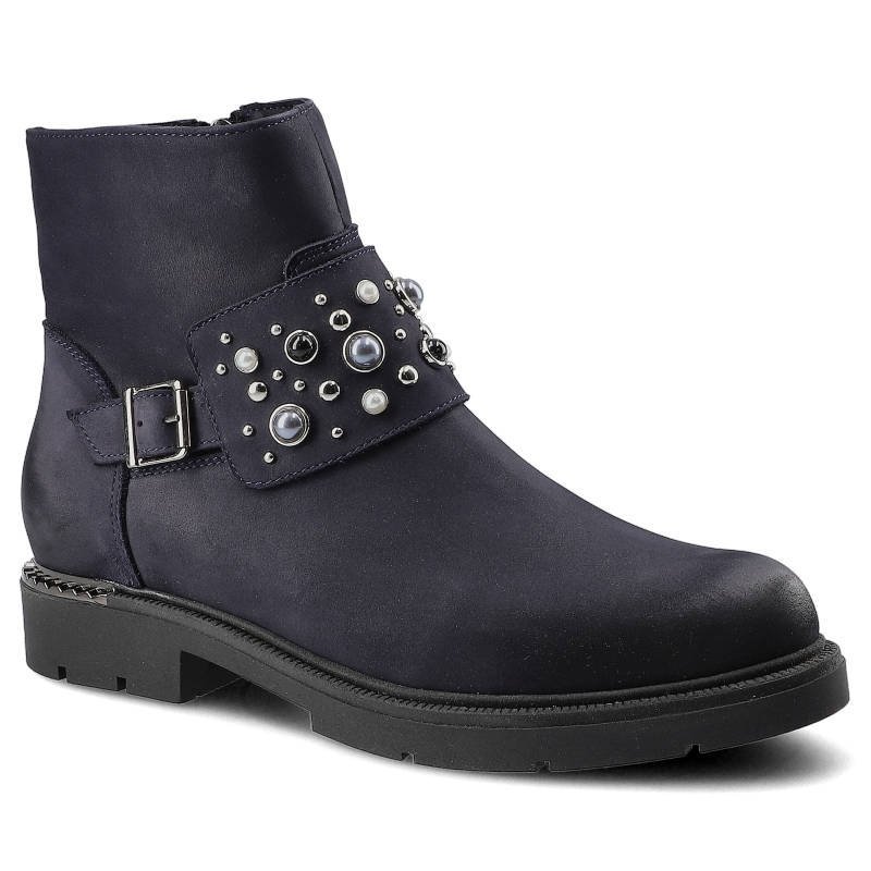 Granatowe Botki Damskie Carinii Wygodne Buty