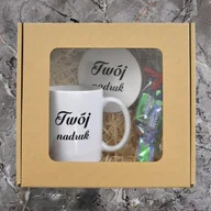 Kubki - Zestaw prezentowy - kubek i podkładka z nadrukiem + cukierki - miniaturka - grafika 1