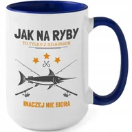 Kubki - Kubek XXL Granatowy NA RYBY TYLKO Z DZIADKIEM Prezent Dla Dziadka WZORY - miniaturka - grafika 1