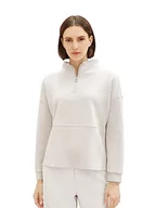 Bluzy damskie - TOM TAILOR Damska bluza Troyer, 16339-Clouds Grey, XL - miniaturka - grafika 1