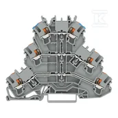 Kostki, złączki, wtyczki - Złączka 3-piętrowa, z przyciskami, złączka przelotowa/przelotowa/przelotowa, L/L/N, bez podstawki oznacznika, do zastosowań Ex e II, otwory na - miniaturka - grafika 1