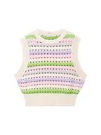 Paski - TOM TAILOR Dziewczęcy sweter w paski, 32556-różowy fioletowy wielokolorowy pasek, 176 cm - miniaturka - grafika 1