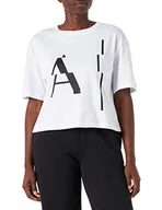 Koszulki i topy damskie - Armani Exchange Damska koszulka z krótkim rękawem, okrągły dekolt, biały (Optic White), bardzo duża - miniaturka - grafika 1