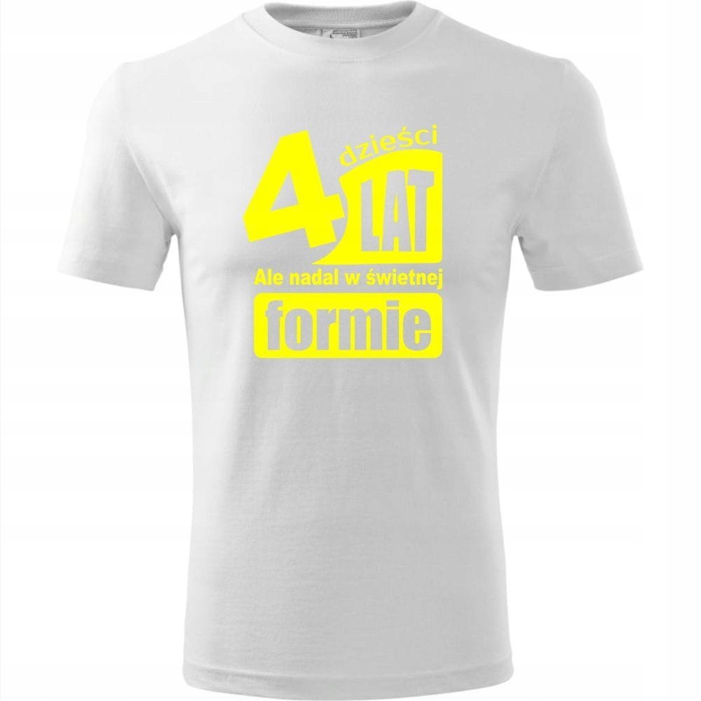 Męska Koszulka Nadruk 40 lat i nadal w świetnej formie na Prezent Urodziny biały 4XL