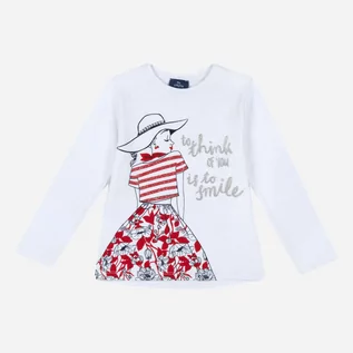 Bluzki dla dziewczynek - T-shirt z długim rękawem Chicco 090.06999-037 104 cm Biały/Czerwony (8054707741577) - grafika 1