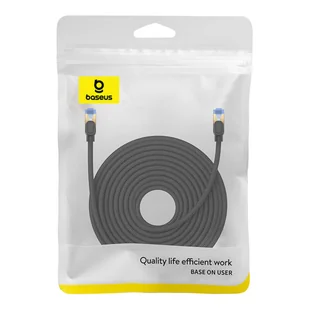 Kabel sieciowy w oplocie kat. 7 Baseus Ethernet RJ45, 10Gbps, 20m (czarny) - Kable miedziane - miniaturka - grafika 8