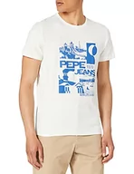 Koszulki męskie - Pepe Jeans Męski T-shirt Dan, 803off Biały., M - miniaturka - grafika 1