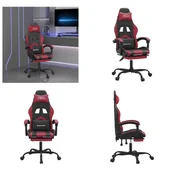 Fotele gamingowe - vidaXL Fotel gamingowy z podnóżkiem obrotowy czarny i czerwony imitacja skóry - Fotel gamingowy - Fotele gamingowe - Fotel biurowy - Krzesło - miniaturka - grafika 1