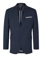 Kurtki męskie - SELETED HOMME Męska kurtka garniturowa Slhslim-Oasis Linen BLZ Noos, granatowy, 94 - miniaturka - grafika 1