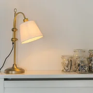 Lampy stojące - QAZQA Klasyczna lampa stołowa z brązu z białym kloszem - Ashley - miniaturka - grafika 1
