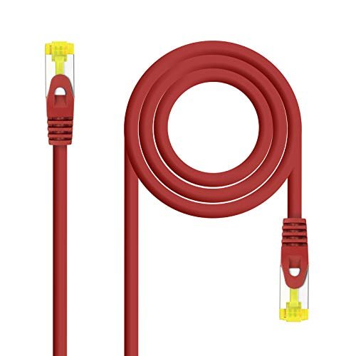 Kabel sieciowy LSZH Cat.6A SFTP AWG26 w kolorze czerwonym, długość 25 cm, przeznaczony do szybkich połączeń i ochrony przed zakłóceniami.