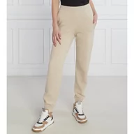 Spodnie damskie - Calvin Klein Spodnie dzianinowe | Regular Fit | z dodatkiem kaszmiru - miniaturka - grafika 1