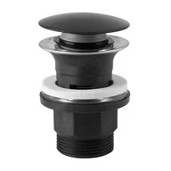 Korki do umywalek - Zawór spustowy z przelewem click-clack 5/4" korek mosiężny okrągły czarny - miniaturka - grafika 1