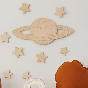 Drewniana planeta na ścianę saturn - Wyposażenie pokoiku dziecięcego - miniaturka - grafika 1