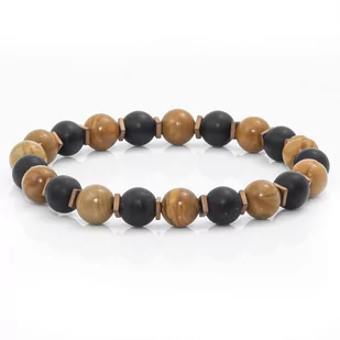 Bransoletka koraliki w kolorze czarno-brązowym EM 16 - EM Men's Accessories - Bransolety męskie - miniaturka - grafika 1